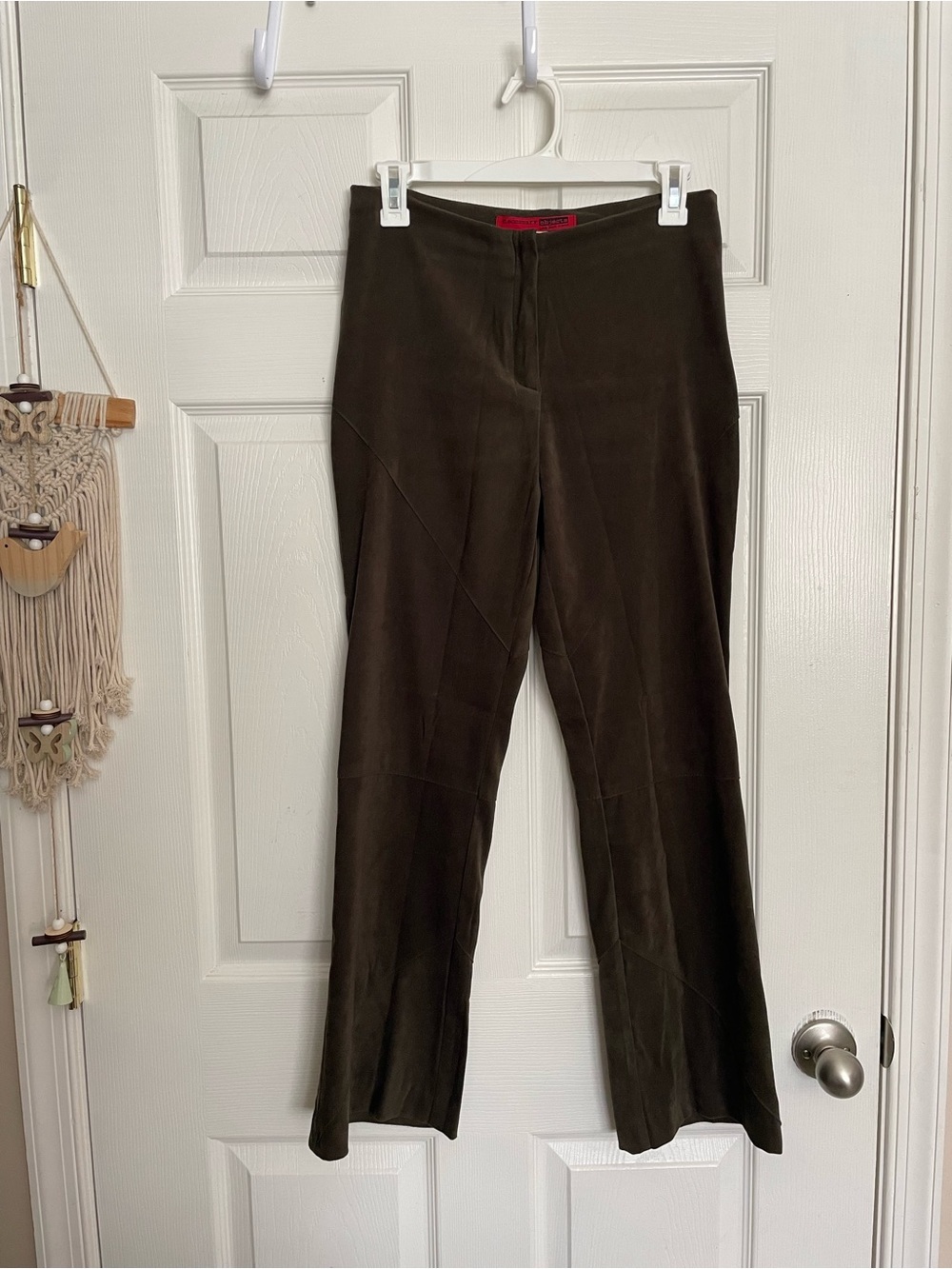 Vintage Necessary Objects Juniors Medium Dark Olive/Brown Suede-Look Pants